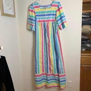 Saybury II Vintage Striped Pastel Maxi Half Zip Mumu Dress Size XL